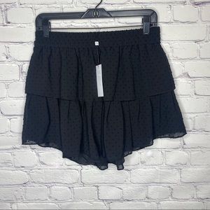 NWT Generation Love Black Sophia Swiss Dot Tiered Mini Skirt Size Medium